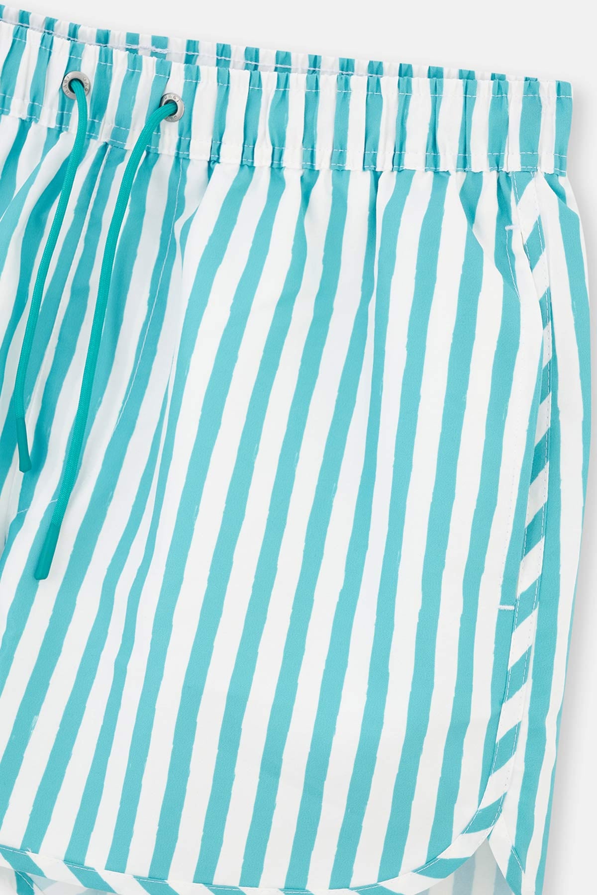 Yeşil-Beyaz Çizgili Mini Deniz Şortu