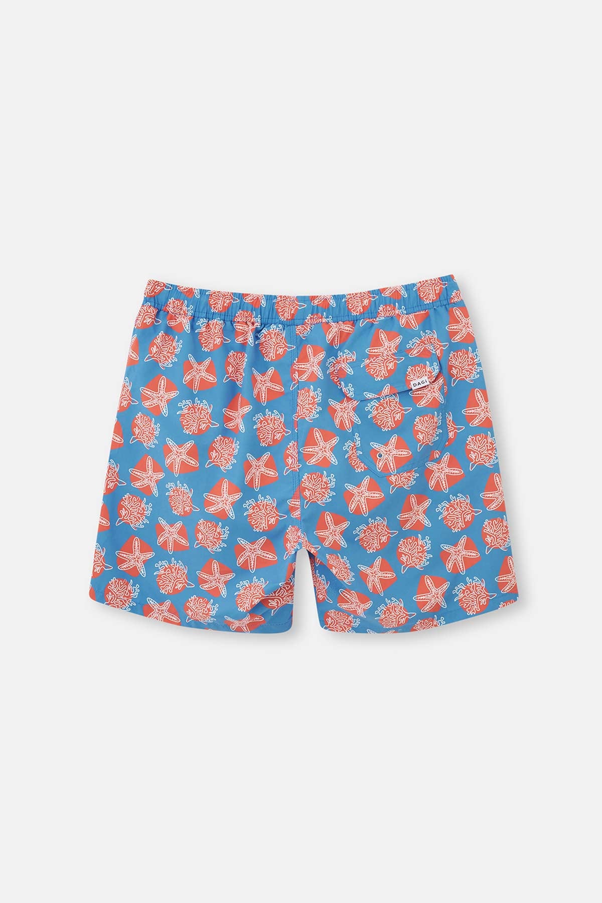 Mavi-Somon Desenli Orta Deniz Şortu