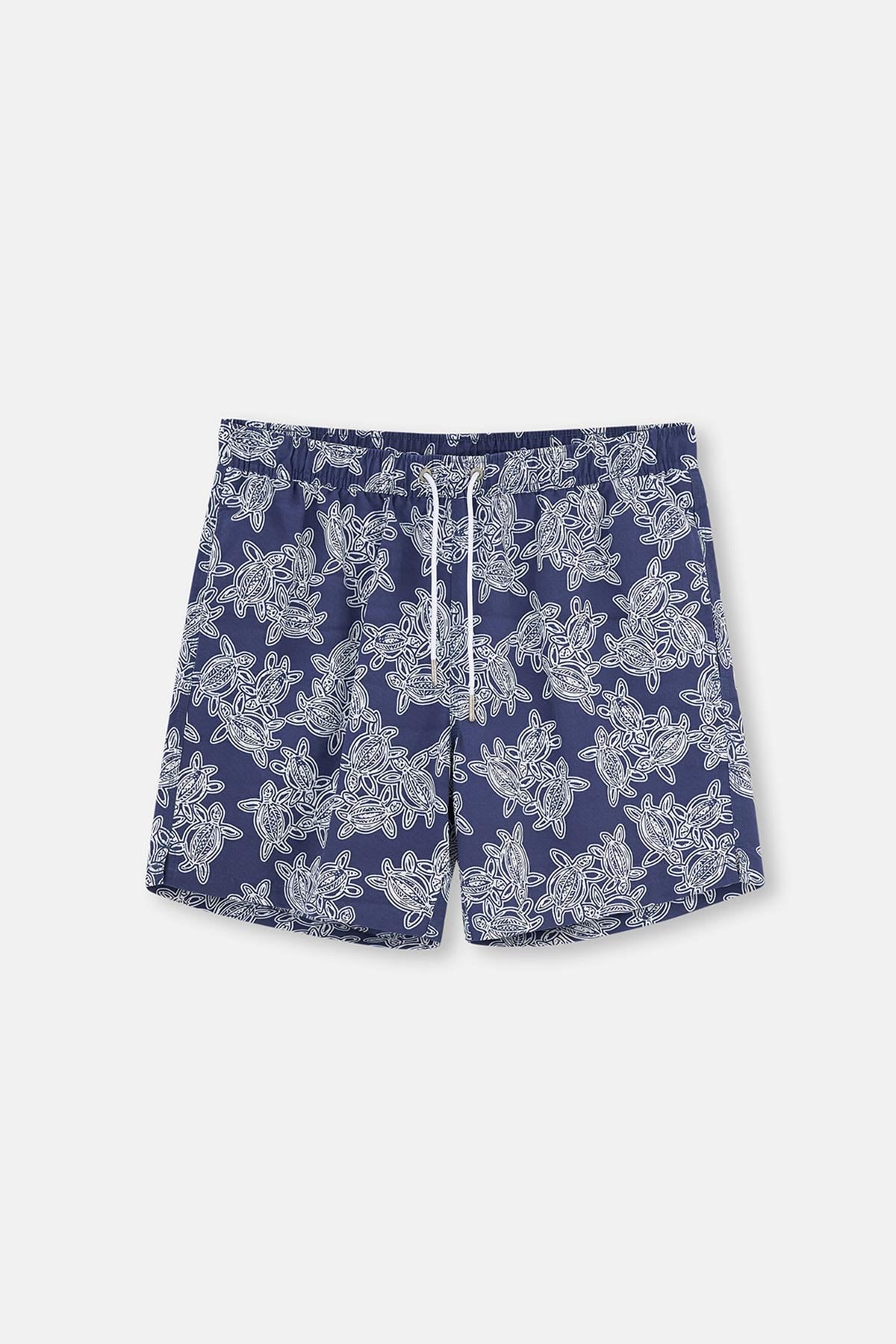 Indigo Caretta Desenli Orta Boy Deniz Şortu