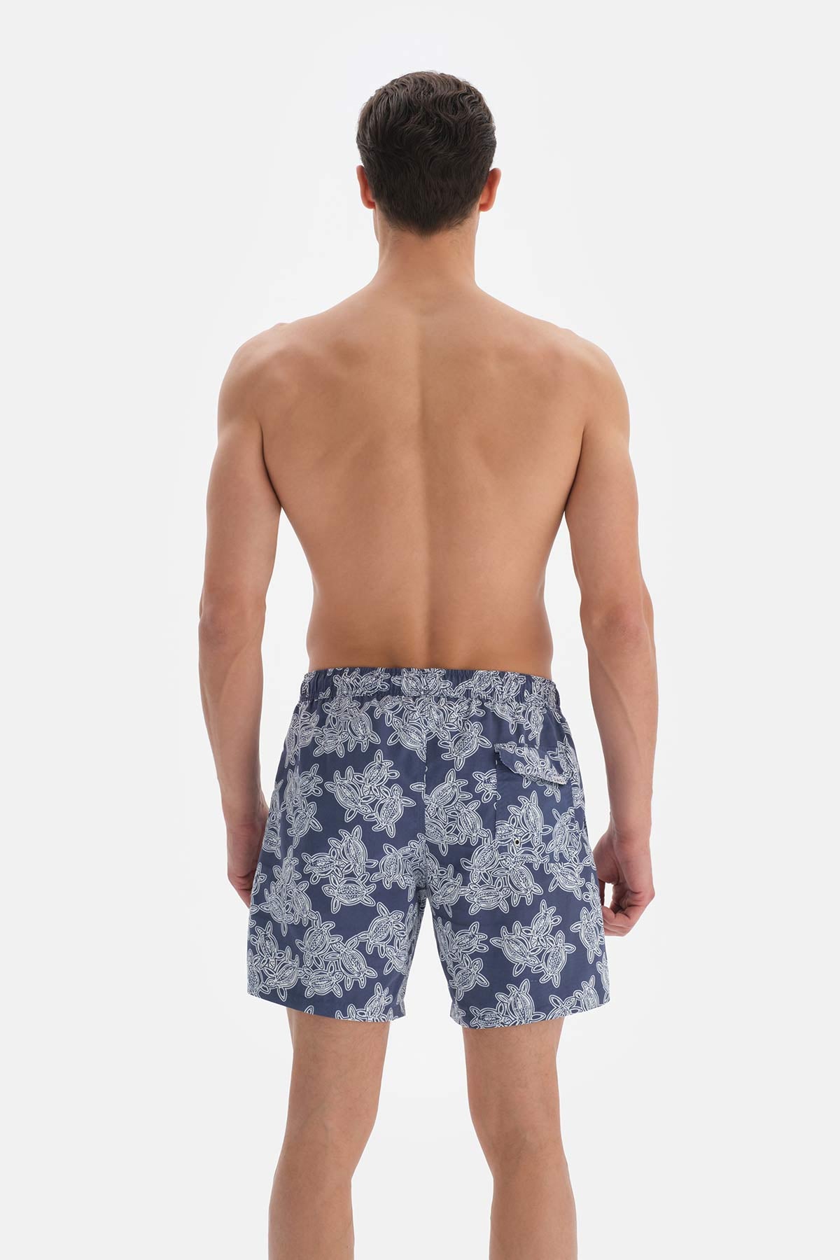 Indigo Caretta Desenli Orta Boy Deniz Şortu