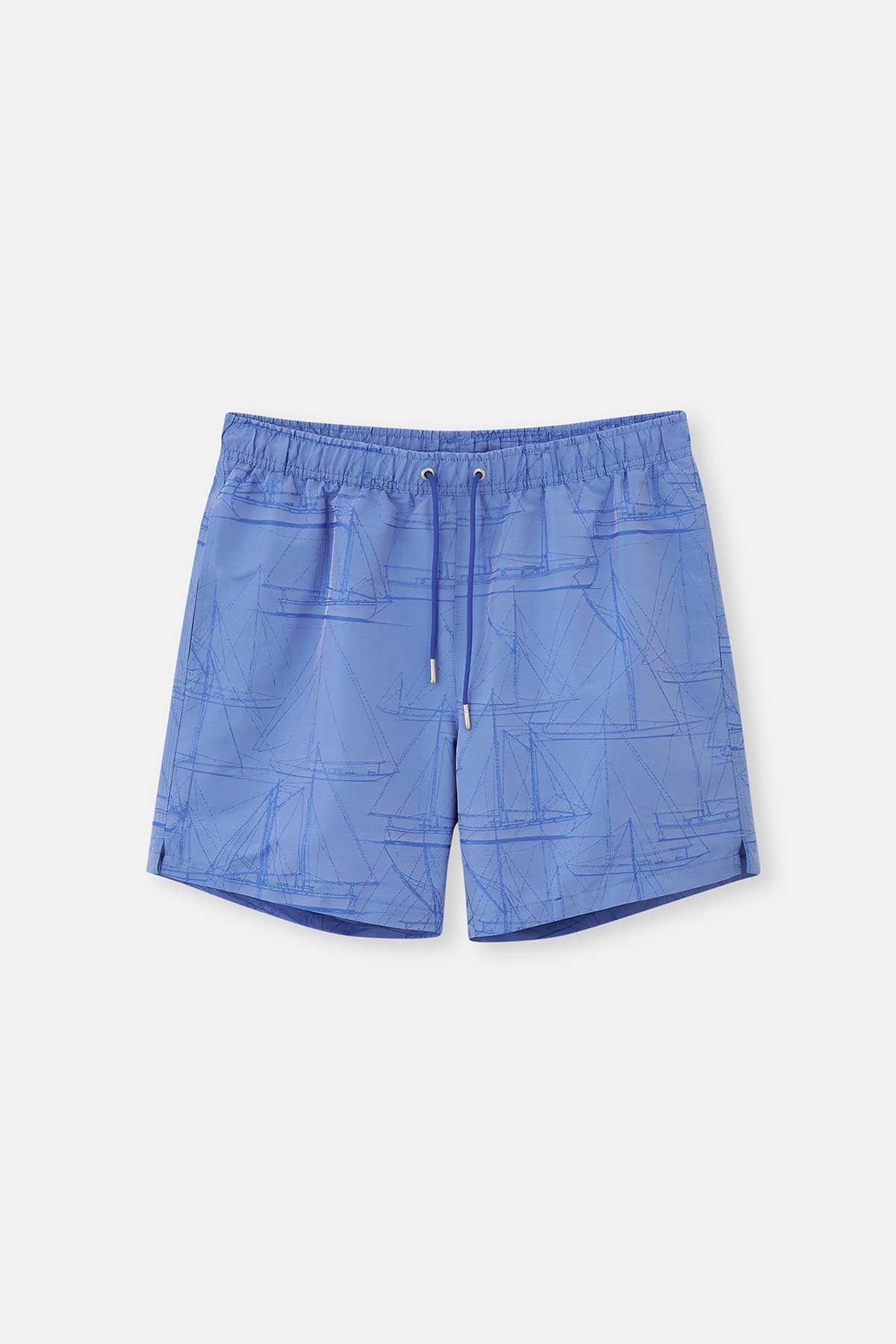Indigo Yelken Desenli Orta Deniz Şortu