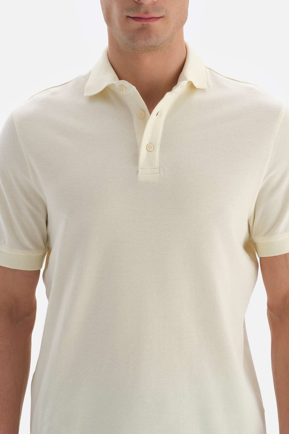 Ekru Pike Polo Yaka T-Shirt