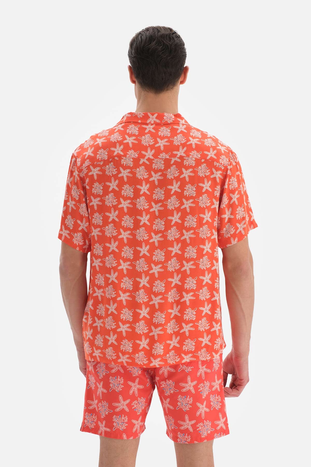 Somon Desenli Viskon Gömlek