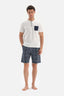 WHITE HALF-PLOT SHORT SLEEVE KNITTED PAJAMAS