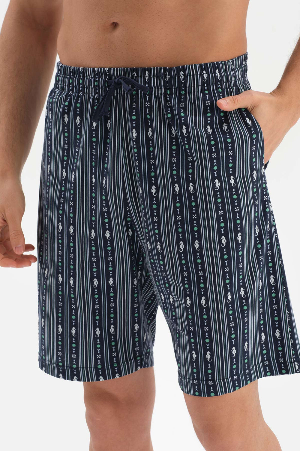 WHITE HALF-PLOT SHORT SLEEVE KNITTED PAJAMAS
