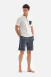 WHITE HALF-PLOT SHORT SLEEVE KNITTED PAJAMAS