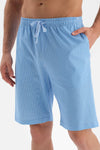 BLUE SHIRT COLLAR PRINTED SHORTS PAJAMAS