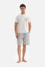 WHITE CREW-NECK WOVEN SHORTS PAJAMA SUIT
