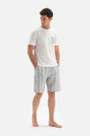 WHITE CREW-NECK WOVEN SHORTS PAJAMA SUIT