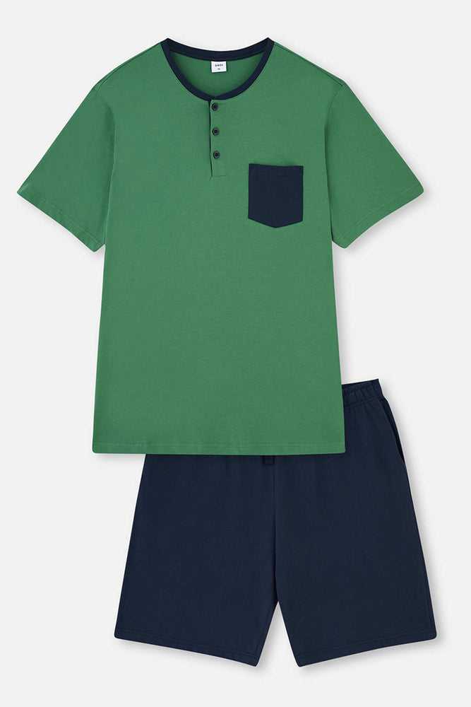 KHAKI HALF POCKET KNITTED PAJAMAS