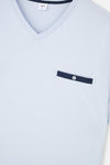 LIGHT BLUE V-NECK SHORT SLEEVE KNITTED PAJAMAS