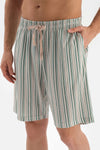 BEIGE SHIRT COLLAR STRIPED KNIT SHORTS PAJAMAS SUIT
