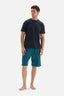 NAVY CREW-NECK SHORTS KNITTED PAJAMAS SUIT