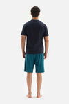 NAVY CREW-NECK SHORTS KNITTED PAJAMAS SUIT