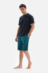 NAVY CREW-NECK SHORTS KNITTED PAJAMAS SUIT