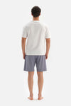 ECRU OVERSIZED CREW-NECK PRINTED SHORTS PAJAMAS SUIT