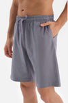 ECRU OVERSIZED CREW-NECK PRINTED SHORTS PAJAMAS SUIT