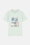 Mint Green CREW-NECK PRINTED SHORTS PAJAMAS SUIT