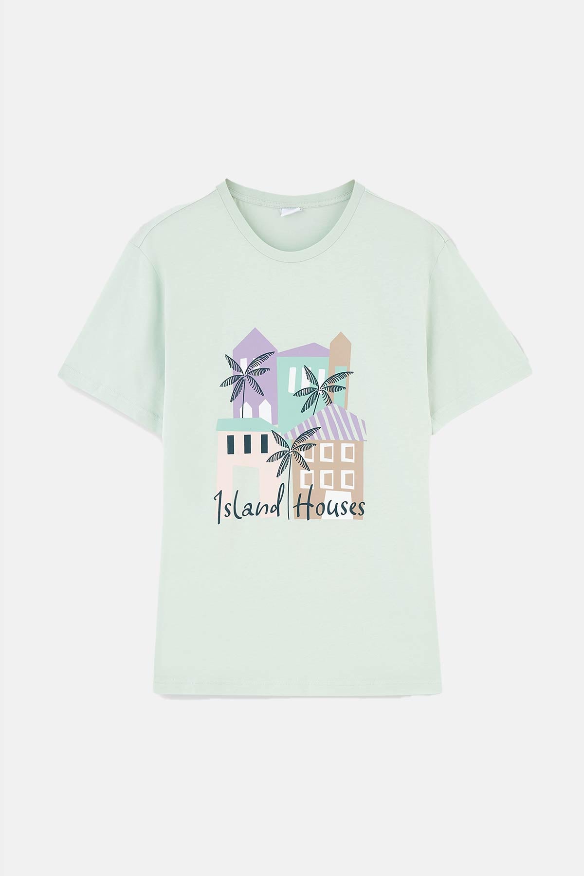 Mint Green CREW-NECK PRINTED SHORTS PAJAMAS SUIT