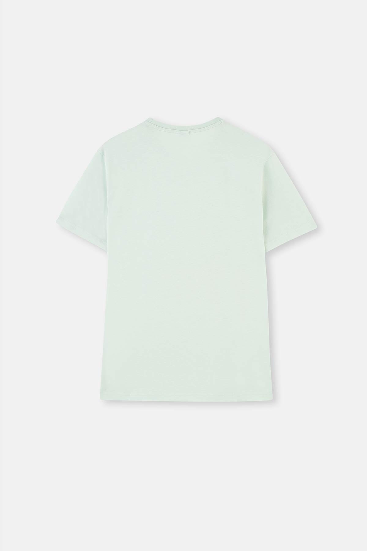 Mint Green CREW-NECK PRINTED SHORTS PAJAMAS SUIT