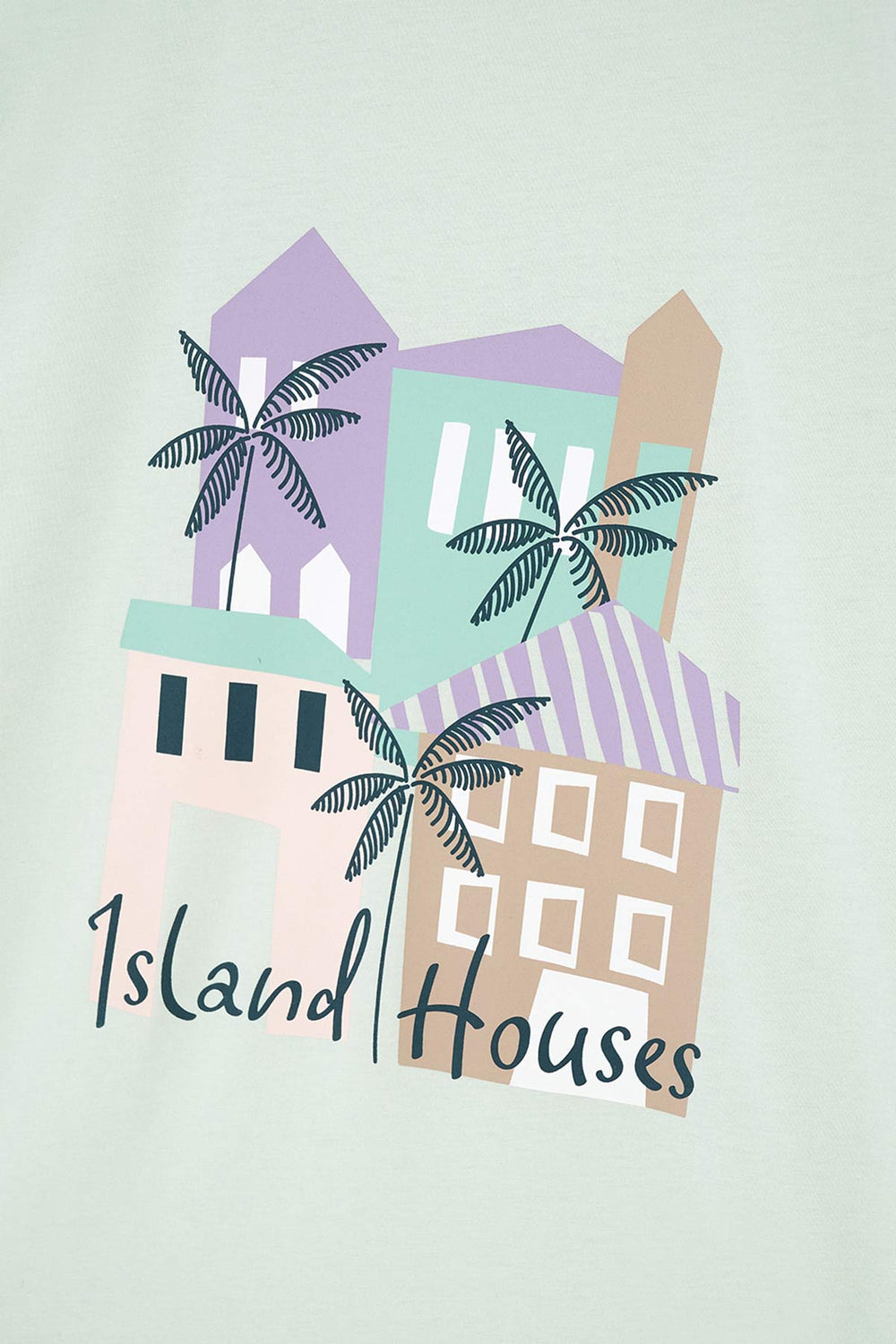 Mint Green CREW-NECK PRINTED SHORTS PAJAMAS SUIT