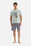 GREY CREW-NECK PRINTED SHORTS PAJAMAS SUIT