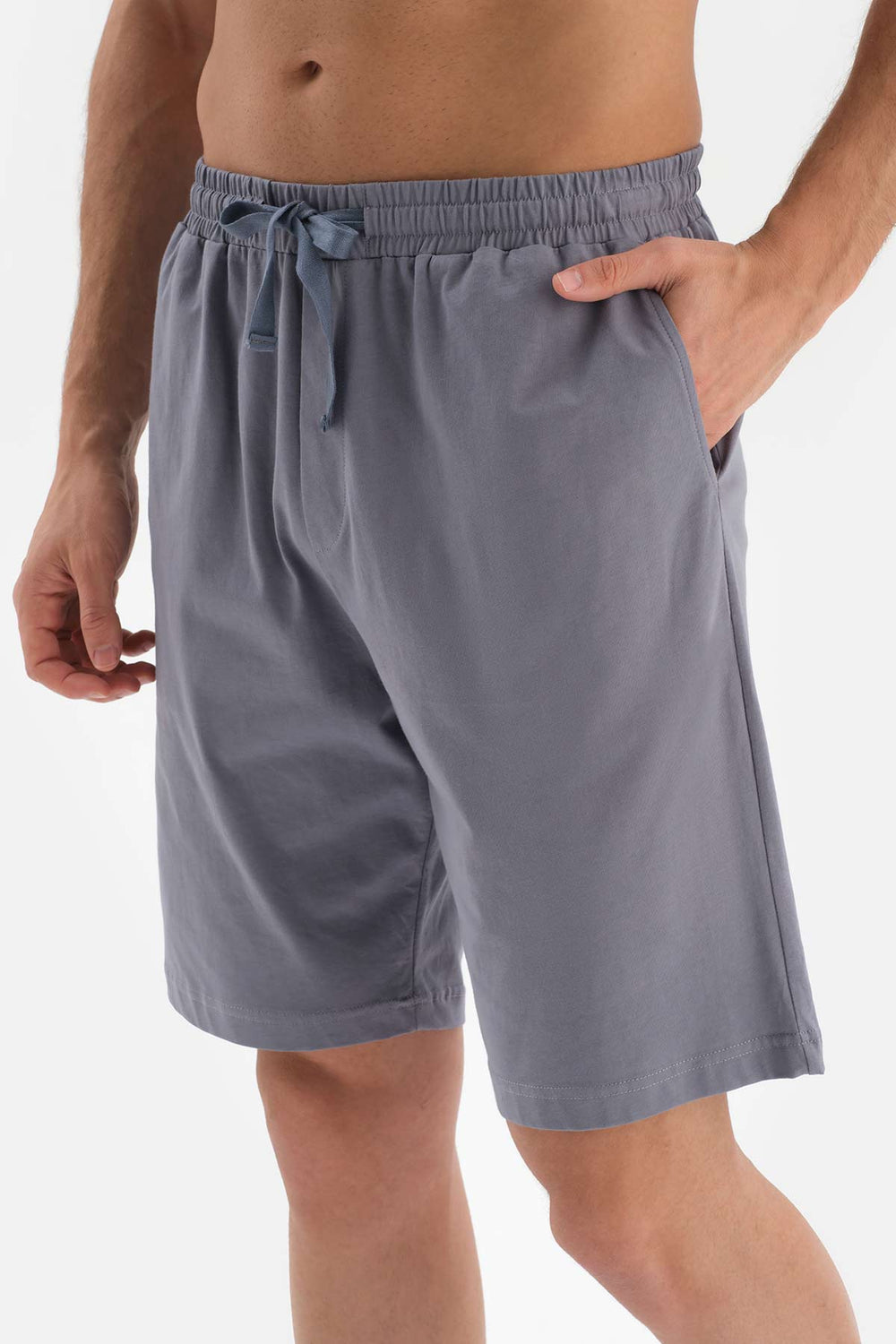 GREY CREW-NECK PRINTED SHORTS PAJAMAS SUIT