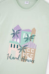 GREY CREW-NECK PRINTED SHORTS PAJAMAS SUIT