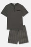 ANTHRACITE HALF-PLOT STRIPED BOTTOM KNITTED SHORTS PAJAMAS SUIT