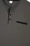 ANTHRACITE HALF-PLOT STRIPED BOTTOM KNITTED SHORTS PAJAMAS SUIT