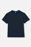 NAVY CREW-NECK KNITTED SHORTS PAJAMAS SUIT