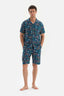NAVY SHIRT COLLAR PRINTED WOVEN PAJAMAS SUIT