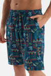 RED CREW-NECK PRINTED TOP WOVEN SHORTS PAJAMAS SUIT