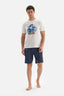 ECRU CREW-NECK PRINTED TOP WITH SHORTS PAJAMA SUIT