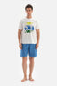 ECRU CREW-NECK PRINTED TOP WITH SHORTS PAJAMA SUIT