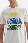 ECRU CREW-NECK PRINTED TOP WITH SHORTS PAJAMA SUIT