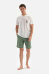ECRU CREW-NECK PRINTED TOP WITH SHORTS PAJAMA SUIT