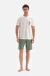 ECRU CREW-NECK PRINTED TOP WITH SHORTS PAJAMA SUIT