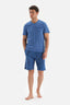BLUE V-NECK SHORT SLEEVE KNITTED PAJAMAS SUIT