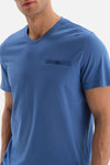 BLUE V-NECK SHORT SLEEVE KNITTED PAJAMAS SUIT