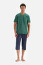 KHAKI V-NECK KNITTED PAJAMAS SUIT