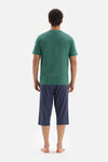 KHAKI V-NECK KNITTED PAJAMAS SUIT
