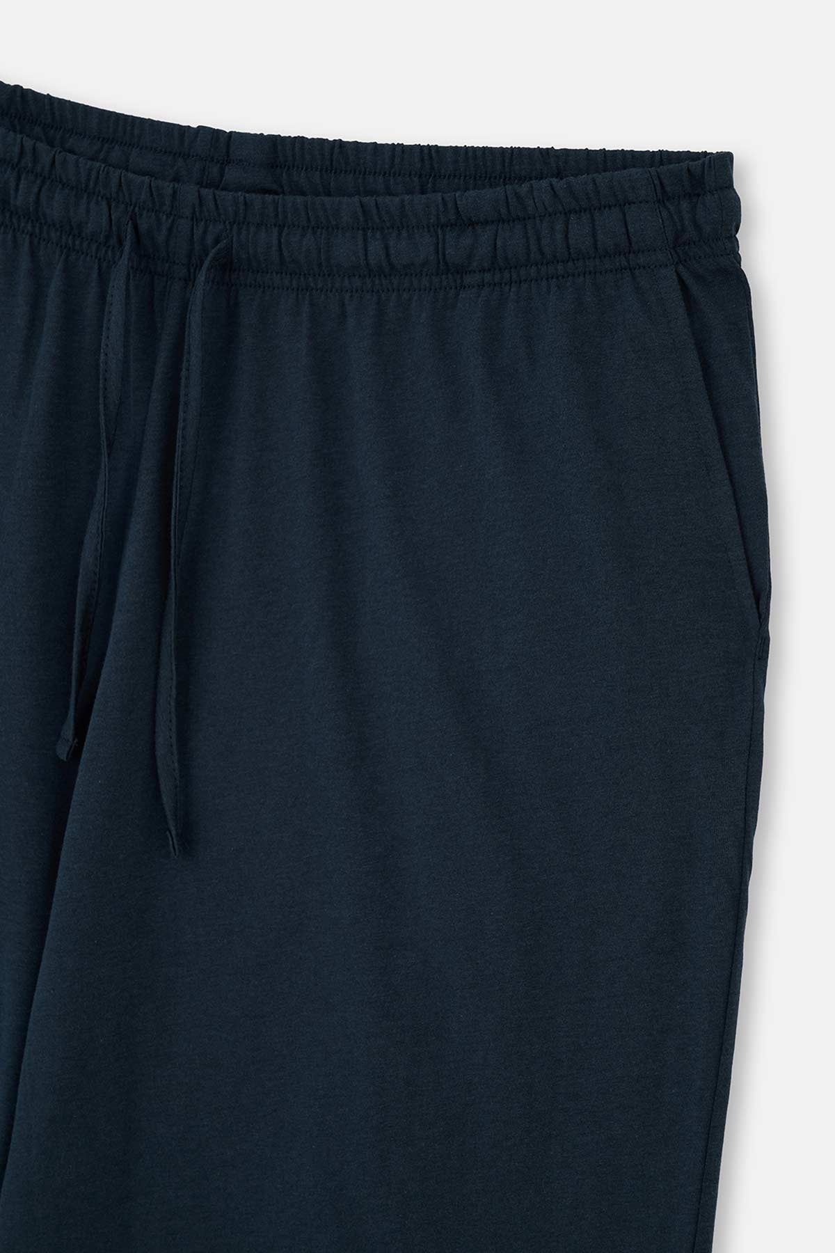 TEAL KNITTED PAJAMAS WITH HALF-PLOTTED CAPRI