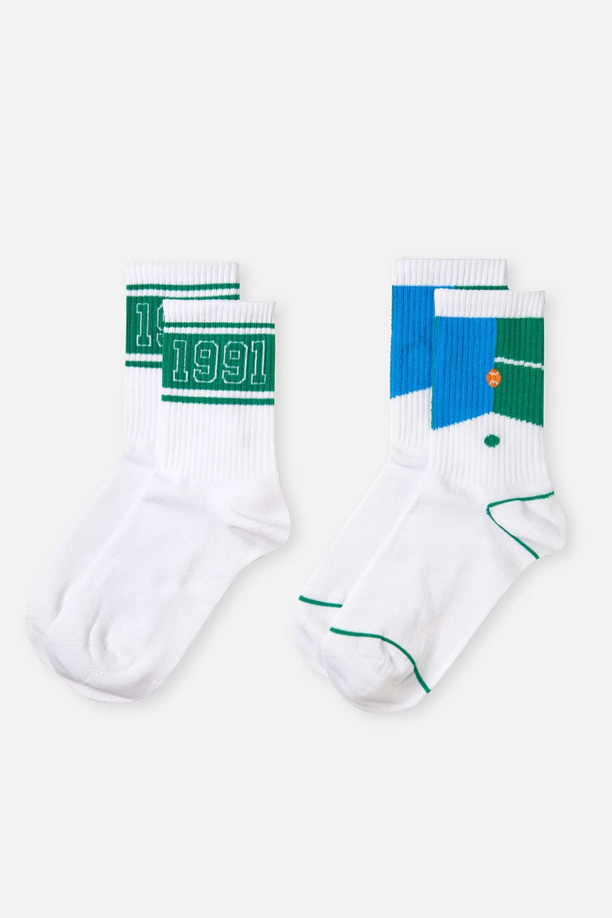 GREEN - WHITE SOCKS