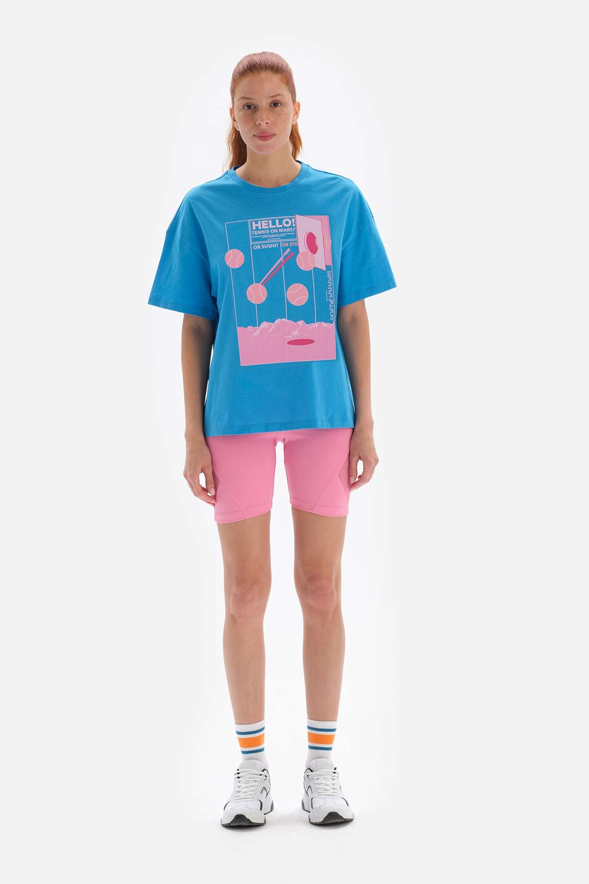 Mavi Dagi Active Baskılı Pamuklu T-Shirt