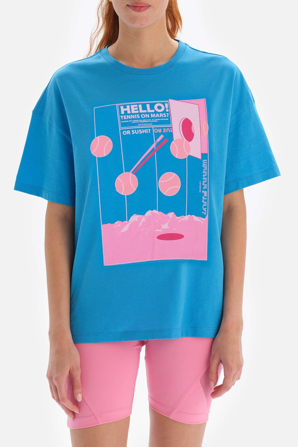 Mavi Dagi Active Baskılı Pamuklu T-Shirt