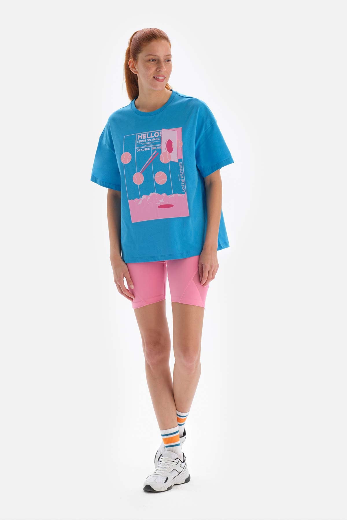 Mavi Dagi Active Baskılı Pamuklu T-Shirt