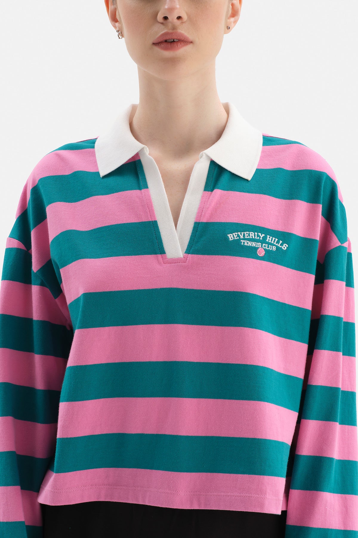 Pembe Dagi Active Çizgili Sweatshirt