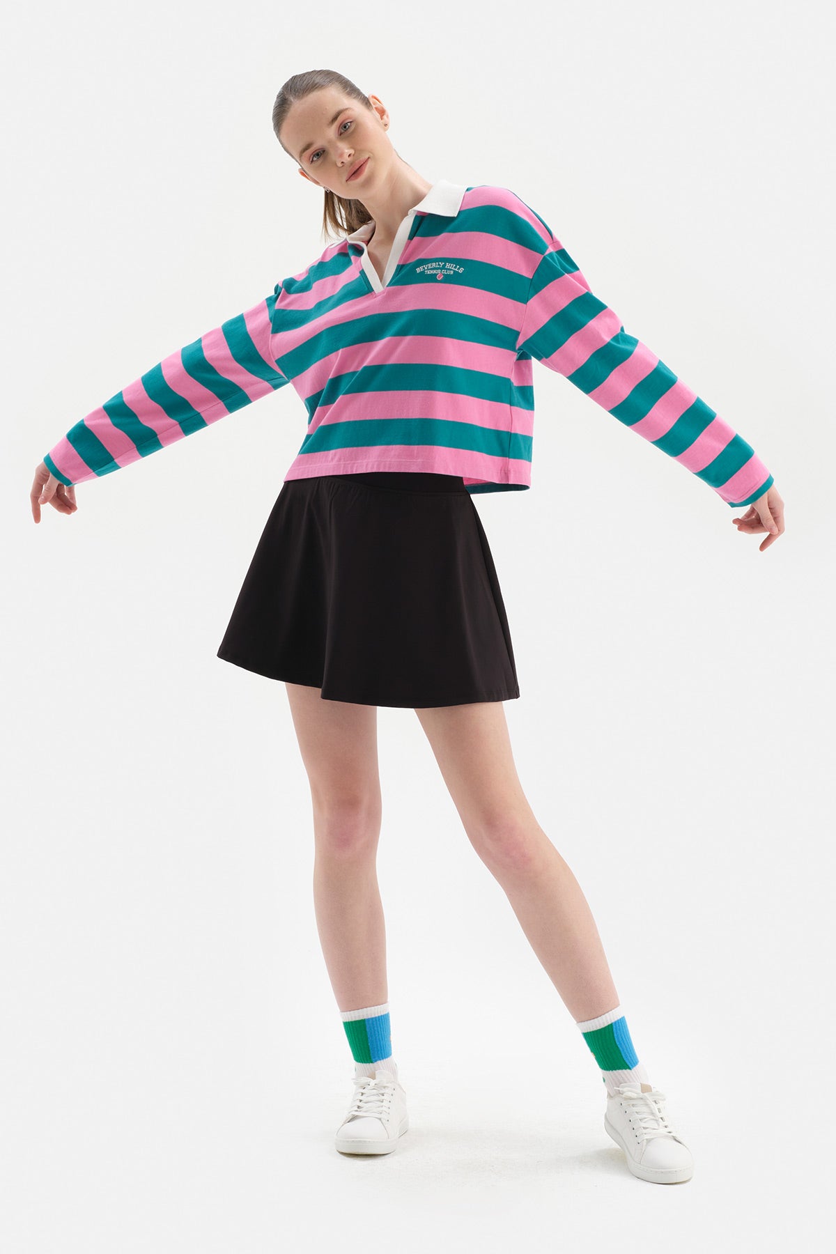 Pembe Dagi Active Çizgili Sweatshirt