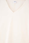 WHITE V-NECK LOW SLEEVE CUPRO T-SHIRT